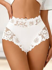 3pcs/Pack Plus Size Women Lace Print Breathable Comfortable Triangle Panties, Ideal Gift Choice For Holidays - Multicolor - View 2