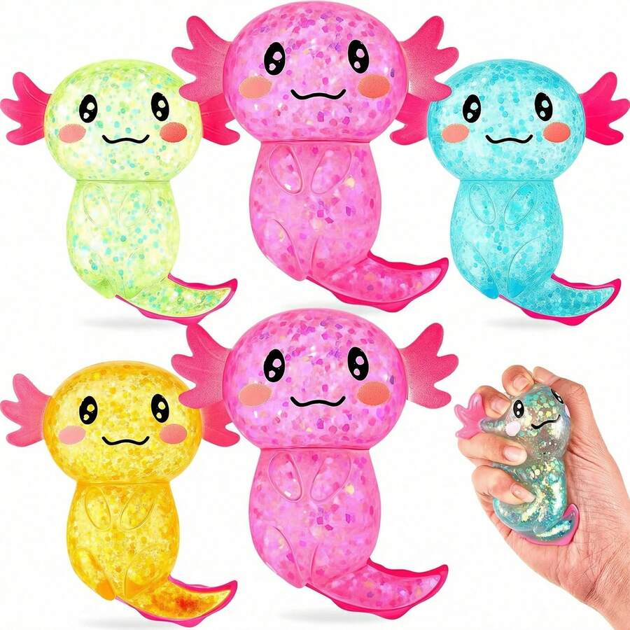 1pc Transparent Colorful Salamander Shaped Squeeze Toy, Suitable For Teenagers, Students And Office Workers, Ideal Choice For Classroom Supplies, Party Favors And Gift Bag Fillers, Perfect For Back To School, Birthday And Holiday Gifts. - Multicolor - View 1