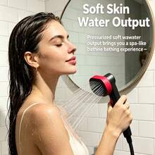 Handheld Shower Head - Pressurized Shower Head, 4 Water Flow Modes + 360° Rotation Adjustment Function, Anti-Drop And Durable Handheld Spray Head, Equipped With One-Touch Water Stop Function And Anti-Clogging Design, Suitable For Bathing, Bathroom Accessory Replacement, Home And Living Cleaning Scenarios - Multicolor - View 3