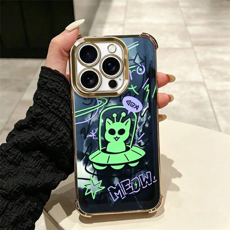 Alien Cat Modern Design Cell Phone Case With Full Drop Protection And Features, Suitable For Multiple Mobile Models Such As Series 5 Up To 17 Pro Including Plus, Pro, Pro And 16e, A And S Series With A03, A04, A04e, A05, A06, A12, A15, A22, A32, A34, A35, A54, A55, S23, S24 Ultra, Moto G52, G54, G84, C40, C65, M5s, M6 Pro 4G, X5, Pro And 9A, A3, Note 11 4G, Comfortable And Durable Case For Everyday Personal Use - 多色3 - 查看 1