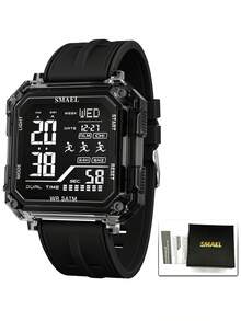 SMAEL 1pc Square Dial Digital Watch For Men And Women Student Casual Fashion Stopwatch Alarm Sports Wrist Watch - one-size - View 14