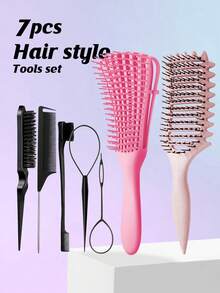 7pcs Curly Hair Brush Defining, Volume Curl Defining Brush For Effortlessly Detangling Shaping And Styling Women's Curls, Waves & Coils, Curly Hair Products, Reduce Frizz - Comb - View 11