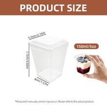 25/50 piezas Vasos reutilizables de 5 onzas para postres con tapas – Vasos transparentes versátiles para pudín, yogur, mousse, helado, ideales para cumpleaños, bodas, suministros para fiestas – Recipientes festivos para preparación de alimentos, diseño apilable, excelentes para planificación de eventos, bodas, fiestas - - - Ver 3