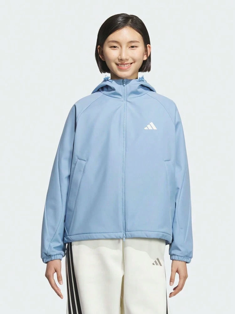 Adidas 女款 MS Softshell JK 梭織連帽外套 KC0087 - 藍色 - 查看 1