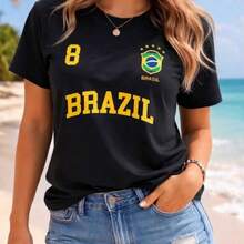 Women's Blouse Brazil Summer Cotton Basic Versatile Minimalist Comfortable - 黑色 - 查看 2