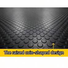 DIY Multi-Purpose Rubber Mat, Table Mat, Floor Mat, With Raised Coin Pattern Design, Durable And Wear-Resistant. It Can Be Cut To Fit The Required Size And Is Suitable For Indoor And Outdoor Table Mats/Floor Mats. - 黑色 - 查看 5