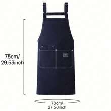 1pc High-Quality Durable Polyester Canvas Apron - Adjustable Neck And Front Pocket Design - Suitable For Kitchen, Coffee Shop, Restaurant - Neutral Workwear (Black And Brown) - Kitchen Supplies - Multicolor - View 3