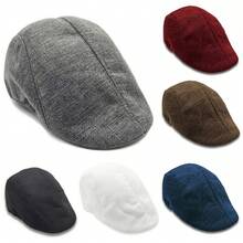 Linen, Beret, Hat - Black - View 6