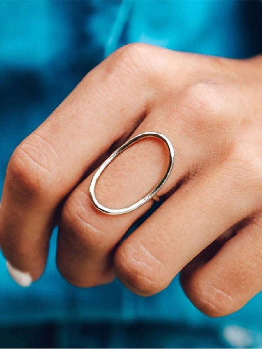 1件女款精美戒指,適合婚禮、訂婚、週年紀念派對珠寶,情人節禮物 - 銀色 - 查看 1