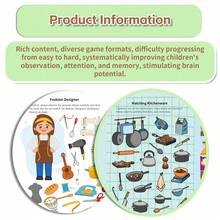 Attention Training Workbook, Includes Visual Search, Spot The Difference, Maze And Logic Challenges, Colorful Illustration Style, Multiple Themes Available, Enjoy Learning Fun Without Screens - Attention Training - View 10