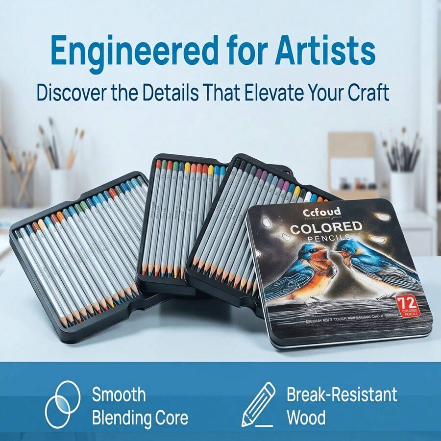 72pcs Oil-Based Colored Pencils Suitable For Drawing, Blending & Shading - Rich Multicolor Wood Pencils With Wood, Durable Color For Artists & Students, Ideal For Blending Effects,For Professional Artistic Use - 72 Colored Drawing Pencils - View 1