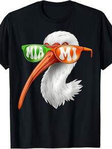 Camiseta de hombre con un ibis blanco americano retro con gafas - Negro - Ver 1