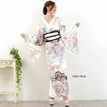 Traje tradicional japonés de cosplay para mujer, yukata formal, kimono para espectáculos de anime, set de fotografía, disfraz para presentaciones escénicas y fotografía. - Rojo oscuro - Ver 2