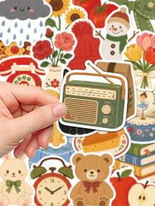50 piezas de pegatinas de objetos pequeños dibujadas a mano, regalo de decoración de dibujos animados, scrapbooking, portátil, equipaje, guitarra, funda de teléfono, calcomanías DIY, útiles escolares - A - Ver 7