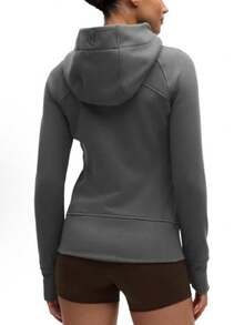 Lululemon Women's Scuba Full-Zip Hoodie Classic Hooded Jacket Fit Track Jacket Full Zip Outerwear Breathable Warm Athletic Sweatshirt With Thumbholes - 深灰色 - 查看 2