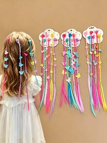 Cute Faux Braided Hair Clips For Girls, Niche Princess Style Colorful Small Claw Hair Clips - Multicolor - View 3