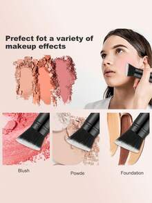 1pc Retractable Brush Kabuki Brush For All Face Makeup & Foundation For Liquid, Cream And Powder Face Makeup With Aluminum Handle - Black - View 4