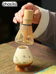 choxila 4pcs/Set Matcha Set Matcha Tools Japanese Kiln-Fired Versatile Original Color Tea Whisk Tea Ceremony Gift Box Set - Yuanshan Matcha Set - View 7