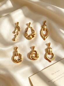 Multi-Style Y2K Fluid Pleated 304 Stainless Steel DIY Pendant, Abstract Curved Twisted Hollow Stackable Collarbone Chain Accessory, Niche Handmade Customized Jewelry Suitable For Campus, Commute, Island Vacation, Date, Birthday Gift, Stainless Steel Material, Skin-Friendly And Sweat-Resistant - Multicolor - View 2