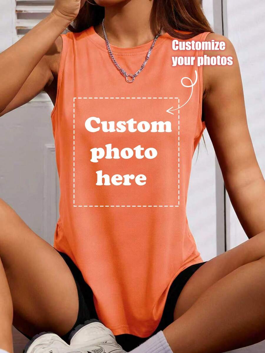 Custom Women's Tank Top, As A Gift For Girlfriend Sports - Orange - View 1