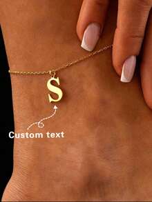 1pc Customizable Fashion Exclusive Letter Minimalist Anklet, Niche Atmosphere Silver Anklet, High-End Feel, Suitable For Daily / Date Wear, Exquisite Accessory, Ideal Gift For Boyfriend, Girlfriend, Mom, Family, Friends, Daughter, Boyfriend, Dad, Son, Grandparents, Perfect For Anniversary, Valentine's Day, Mother's Day, Birthday, Graduation, Daily Wear, Wedding, Prom, Father's Day - A - View 1