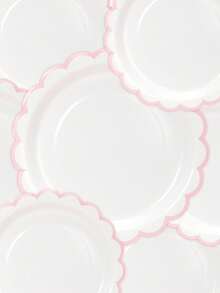 1/10/20/50pcs White Background Pink Lace Party Paper Plates, 7 Inch/9 Inch Dual Size, Suitable For Wedding, Birthday Party, Girls Gathering And Bachelorette Party - Multicolor - View 2