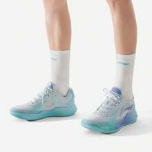LI-NING Basketball Series Antibacterial Mid-Calf Socks Cushioned Shock Absorbing Socks for Training & Running AWLW037 - 白/冰爽藍 - 查看 7