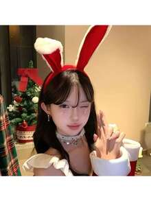 1pc Halloween Red Rabbit Ear Headband Cute Plush Rabbit Ear Headpiece Pure Desire Bunny Girl Cosplay Sweet Girl Decoration - Multicolor - View 8