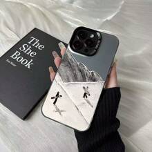 New Snow Mountain Skiing Phone Case Suitable For Apple 16,  17, High-End Feel, 15 Pro, European And American Style, 14 Pro, - Silver Casing - Black - New Snow Mountain Skiing - View 5