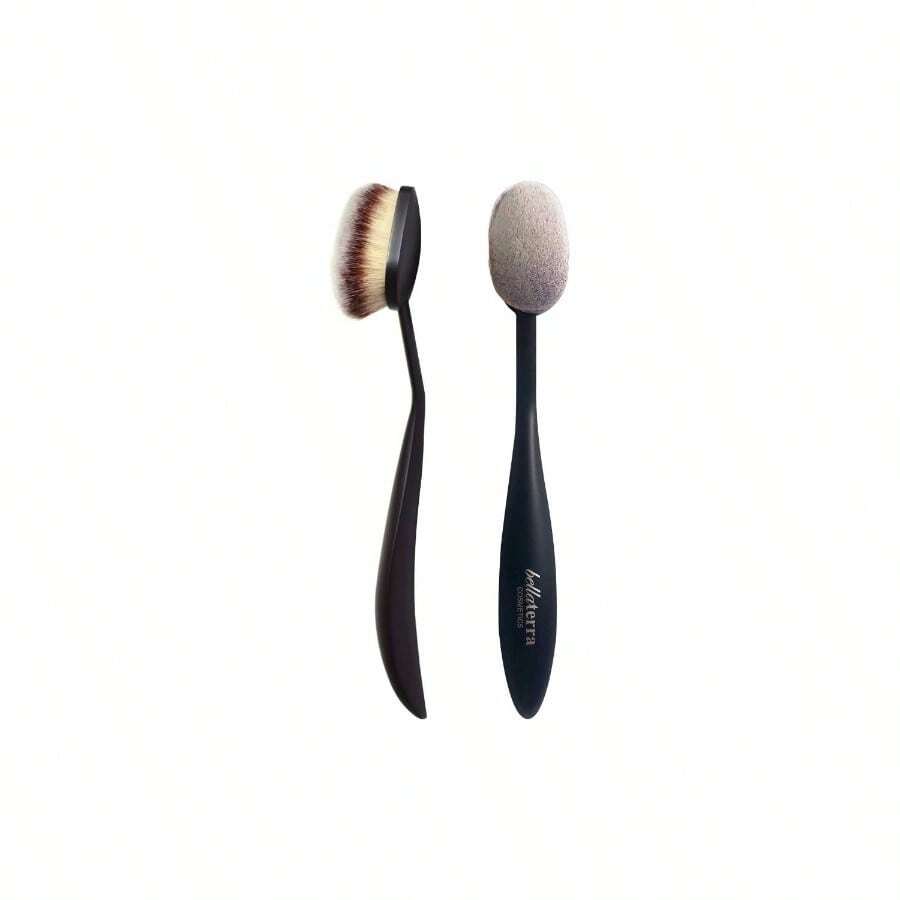 Professional Face Brush Foundation Contour Blending Powder Concealer Brush Kabuki Large Oval Brush Synthetic Fibers, - Negro - Ver 1