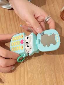 Apple Cute Bluetooth Earphone Protective Case, Soft Shell Small Mirror Wireless Earphone Protective Case, Compatible With 1/2/Pro/3/Pro (2nd Gen) - Mint Blue - View 3