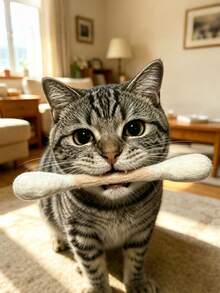 Cute Giant Cotton Swab Cat Chew Toy 15cm/30cm Two Sizes Wool Felt Matatabi Stick Built-In Catnip Indoor Interactive Pet Toy For All Cats - White - View 1