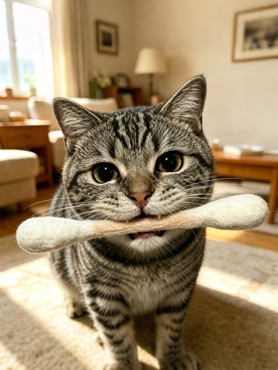 Cute Giant Cotton Swab Cat Chew Toy 15cm/30cm Two Sizes Wool Felt Matatabi Stick Built-In Catnip Indoor Interactive Pet Toy For All Cats - White - View 1