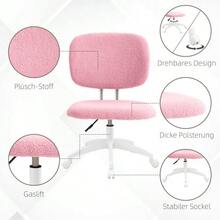 Ergonomic, Height-Adjustable, Swivel Office Chair Without Armrests, In Pink Velvet, For Home Office And Gaming. - 粉色 - 查看 5