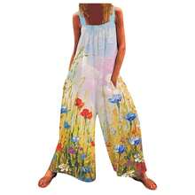 European And American Women's Fashion, New Summer 2026, Plus Size Jumpsuit With Print, Loose Straps And Wide Legs - L3 - 查看 9