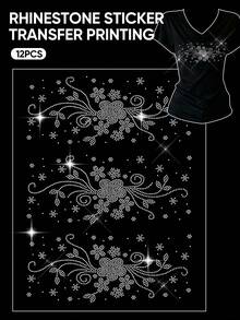 12PCS Jasmine Flower Rhinestone Iron-On Patch Iridescent Lace Applique For DIY Clothing, Jackets, Dresses & Gymnastics Wear - SG-125 - View 12