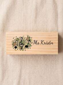 1pc Personalized Custom Music Teacher Wood Name Blackboard Eraser,Custom Teacher Name,Multiple Musical Symbol Design,Natural Wood Material,Ideal Piano Studio & Band Classroom Desk Decor,Sentimental Keepsake Thank You Gift For All Music Educators - Multicolor - View 10
