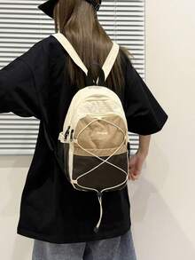 1個新款休閒時尚小後背包，旅行登山後背包，單車運動後背包，大學風學生書包，通勤購物旅行包，女款包，旅行包，運動包，健身包 - 米色 - 查看 5