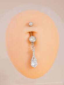 1pc Beach Vacation Style Water Drop Belly Button Ring Women Body Jewelry Elegant Navel Piercing - Multicolor - View 5