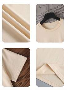 100% Cotton Men's And Women's Universal Style Vintage Washed T-Shirt With Elements From The North American Tour. American Casual Style. Fan Support. - 杏色 - 查看 5
