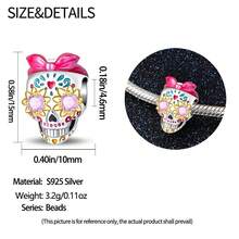 1 peça pulseira de contas estilo Dopamina Sweet Cool em prata esterlina S925 de baixa alergia, com caveira rosa, ananás, urso e trevo de quatro folhas verde, adequada para pulseira original, para fazer joias DIY femininas, presente de aniversário - Multicolorido - Ver 8