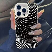 غطاء هاتف Wave Dot Black Hole مناسب لهاتف Apple 16Pro، 15plus موديل جديد، 14Pro متطور 13 ثلاثي الأبعاد 17 - صدفة فضية - أسود - ثقب أسود منقط - مشاهدة 2