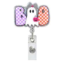 1/6pcs Halloween Ghost Acrylic Rotating Crocodile Clip Retractable Badge Reel - Multicolor - View 9
