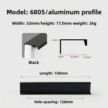 1pc Modern Minimalist Aluminum Alloy Hidden Cabinet Door Handle, Side-Mounted No Drilling Installation, Suitable For Wardrobe, Drawers And Other Furniture Hardware - Multicolor - View 34