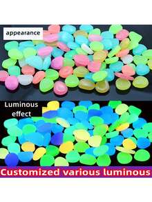 100 piezas de guijarros luminosos de tamaño mixto, piedras luminosas para jardín, pecera, acuario, tanque de agua del hogar, decoración del patio, decoración de caminos exteriores, creación de ambiente, 0.5-4.5cm mixto - Multicolor - Ver 6