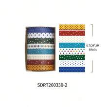 8 rollos de cinta washi con lunares, corazones y flores, cinta decorativa rasgable a mano, perfecta para collages de diarios manuales, envolver regalos, hacer tarjetas y scrapbooking - Multicolor - Ver 14