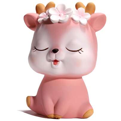 Piggy Bank Girls, Cute Deer Money Bank, Unbreakable Plastic Coin Bank, Pink Piggy Banks Saving Money Box Home Room Decoration Birthday For Kids Adults