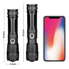 1PC High-Power LED Aluminum Alloy Flashlight - Outdoor High-Luminance Long-Distance Light With Battery Indicator, Zoomable Focus & Strong Beam For Night Fishing (Battery Not Included) - Multicolor - View 6