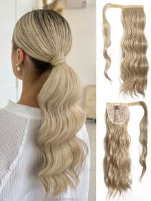 18-Inch Synthetic Long Curly Wavy Ponytail Wig With Hair Clips, Long Hair Tie, And Magic Drawstring, Suitable For All Women. - Multicolor - View 14