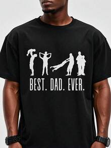 "World's Best Dad" T-Shirt For Dad - Father's Day Gift From Wife, Son, Daughter - Funny T-Shirt For Dad With The Phrase "The Best." Dad. Ever. Black T-Shirt - 黑色 - 查看 1